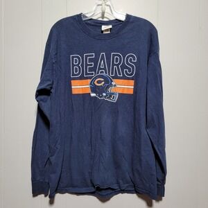 NFL Chicago‎ Bears Long Sleeve T Shirt Mens Large Navy Blue Football Fan Apparel